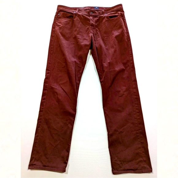 Adriano Goldschmied Pants Mens 38x32 Burgundy The Graduate Tailored Leg Stretch - Picture 2 of 8